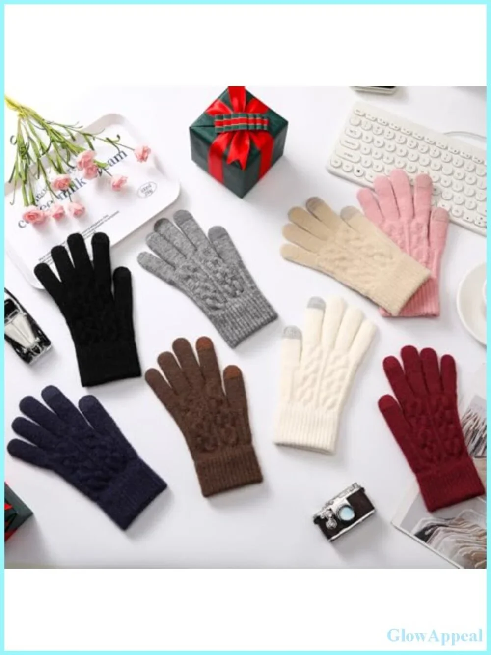4 Pairs Winter Knit Gloves Women Touchscreen Warm Thermal Lined